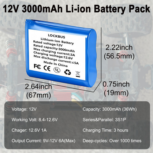 12v 3000mah rechargeable - 12v,